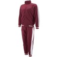 thumbnail image 2 of vkwear Men's Striped Athletic Running Jogging Gym Slim Fit Sweat Track Suit Set (Burgundy, L), 2 of 3