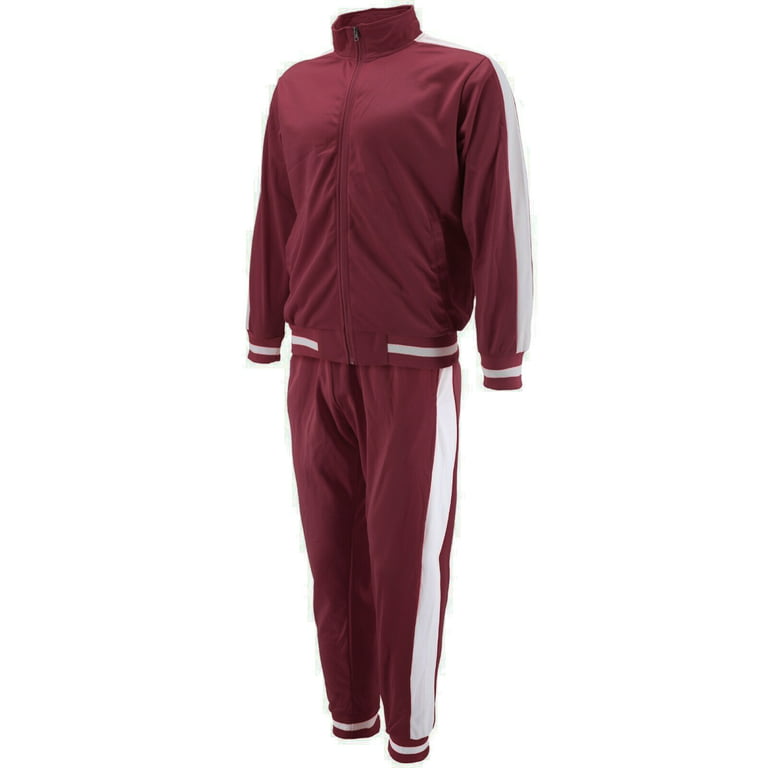 halvkugle Kinematik Dele vkwear Men's Striped Athletic Running Jogging Gym Slim Fit Sweat Track Suit  Set (Burgundy, M) - Walmart.com