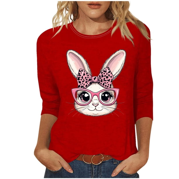 Camisetas Casuales de las Mujeres Impresas 3/4 Manga Cuello Redondo Blusa, Moda Ligera Superior para el Hogar Y el Uso Diario, Cómoda Imitación de la Tela Del Estante