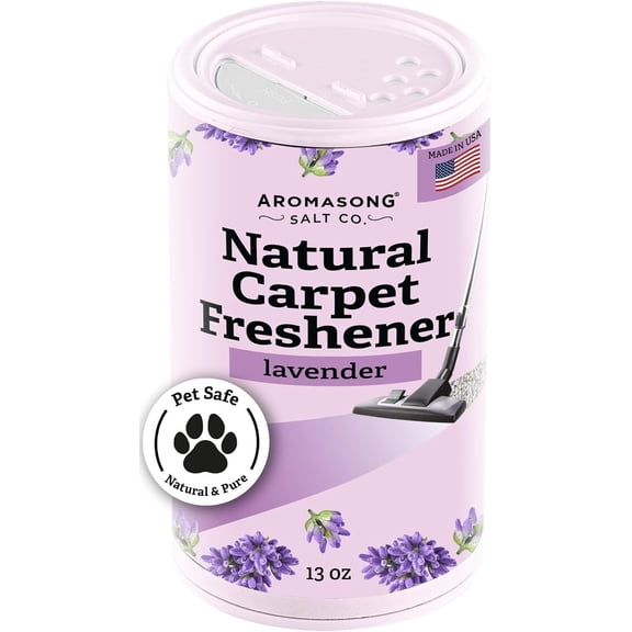 Aromasong Carpet Deodorizer Powder- 100% Natural Lavender Carpet Freshener - Safe For Pets - Carpet Powder For Vacuuming - Effective Pet Odor Eliminator For Strong Odor & Pet Urine - 13 Oz.
