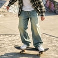 thumbnail image 5 of Zpanxa Boys Grey Acid Wash Baggy Jeans Loose Wide Leg Denim Pants Jeans for Boys Blue 13-14 Years, 5 of 6