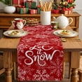 thumbnail image 2 of Winter Retro Snowflake on Red Table Runner 13x60in Non-Slip Cotton Linen Table Runners, Merry Christmas Dresser Scarves TableRunner for Dinner Kitchen Dining Wedding Party, 2 of 9