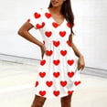 thumbnail image 4 of Gamivast Dresses for Women Short Sleeve V-Neck Babydoll Mini Dress Star Print A-Line Swing Sundress Casual Summer Holiday Vacation Cute Dress White L, 4 of 7
