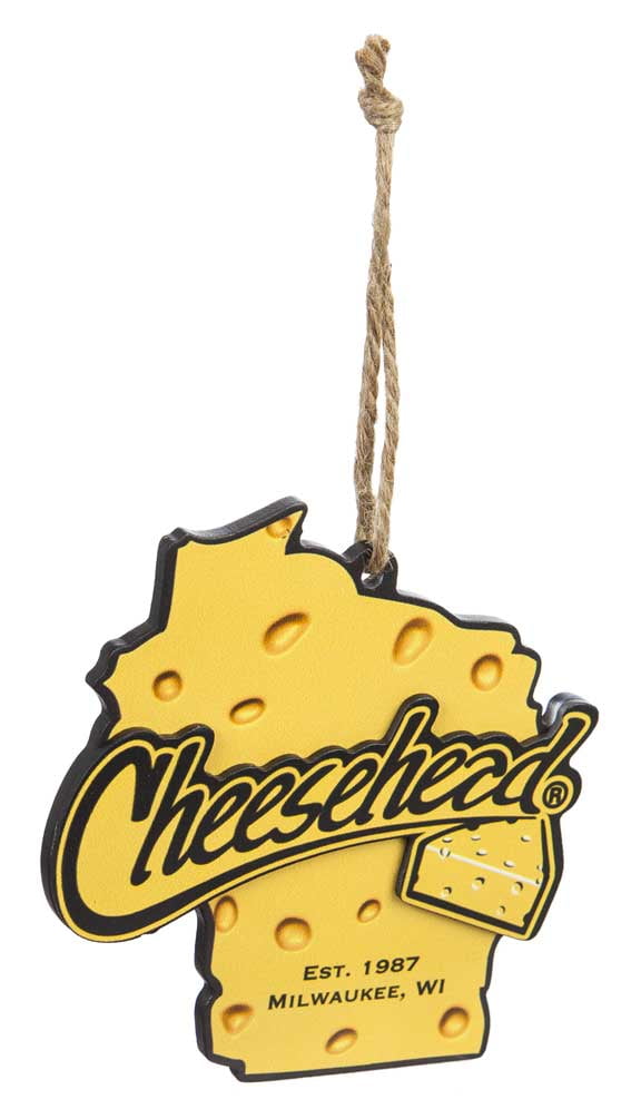 Original Cheesehead Wisconsin State Cheese Themed Ornament, 5 x 5inch