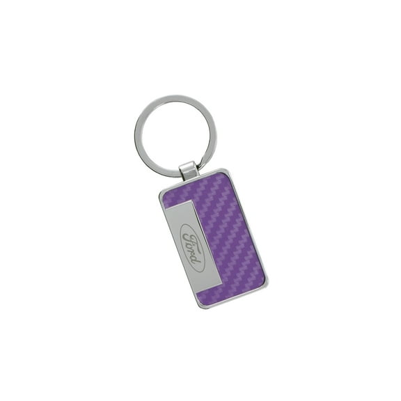 Ford Rectangle Key Chain With Purple Carbon Fiber Inlay