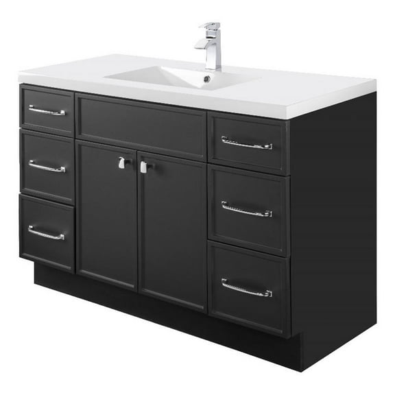 Cutler Kitchen and Bath Manhattan 48" Wood/Marble Bathroom Vanity - Black