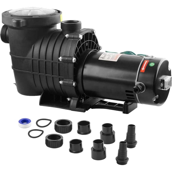 Pool Pump Above Ground/Inground,2HP 6900 GPH Powerful Selfpriming Pool Pump for 15,000-31,000 Pools for Dual Voltage Swimming Pump with Strainer Basket,Includes Pipe Fittings