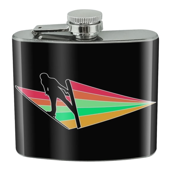 Ski Jumping Rainbow Stainless Steel 5oz Hip Drink Kidney Flask
