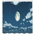 thumbnail image 2 of Full Moon Shower Curtain, Sky with Pieces of Fluffy Clouds Scattered, Fabric Bathroom Set with Hooks, 69W X 84L Inches Extra Long, Pale Cadet Blue Dark Sky Blue Slate Blue White, by Ambesonne, 2 of 2