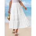 thumbnail image 3 of DARING DIVA Women's Elastic Waist Tiered A-line Ruffle Boho Maxi Skirt M White, 3 of 6