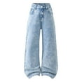 thumbnail image 6 of WMQPNNS Girls Baggy Jeans Wide Leg Pants with Pockets Denim Pants for Girls 5-6 High Waist Denim Pants Straight Washed Streetwear Y2k Denim Trousers(Size 8-9 Years, A-Blue), 6 of 9