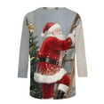 thumbnail image 7 of Xdegoge Merry Christmas Sweatshirts for Women 3/4 Length Sleeve Round Neck Pullover Funny Santa Claus Print Sweatshirt Casual Loose Fitting Blouse Tops, 7 of 7