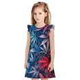 thumbnail image 1 of Balery Red And Blue Leaves Camisón de princesa para niñas, pijama de algodón con mangas abullonadas, suave y bonito.-Large, 1 of 6