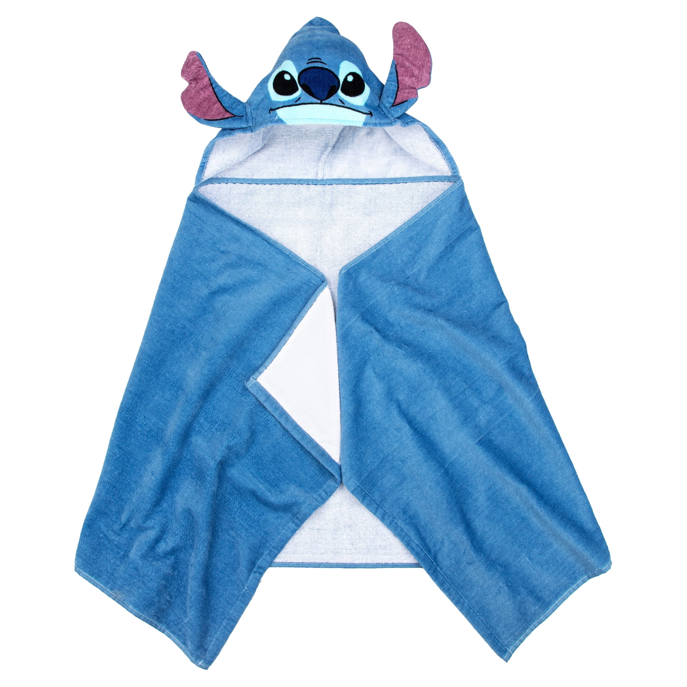 Stitch Kids Hooded Towel Wrap, 51 x 22, Cotton, Blue, Disney