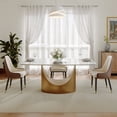 thumbnail image 2 of POVISON 63" Modern Dining Table for 4, Rectangular White Glossy Sintered Stone Dining Table with Bronze Carbon Steel Legs, 2 of 11