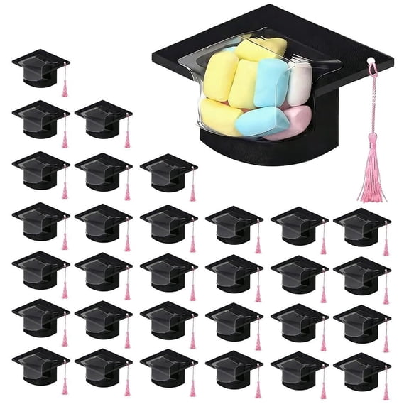 30-Pack Class of 2026 Graduation Candy Favor Boxes, Academic Cap Gift Cards with Tassel and Candy Dome for Party Souvenirs