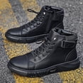 thumbnail image 5 of Botas de hombre negras de piel auténtica, zapatos de hombre, botas de hombre Martins de terciopelo de talla grande, marea, 5 of 5