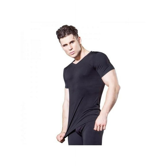 Ropalia Men Compression V Neck Sport T-shirt Short Sleeve Fitness Workout Tops Tee