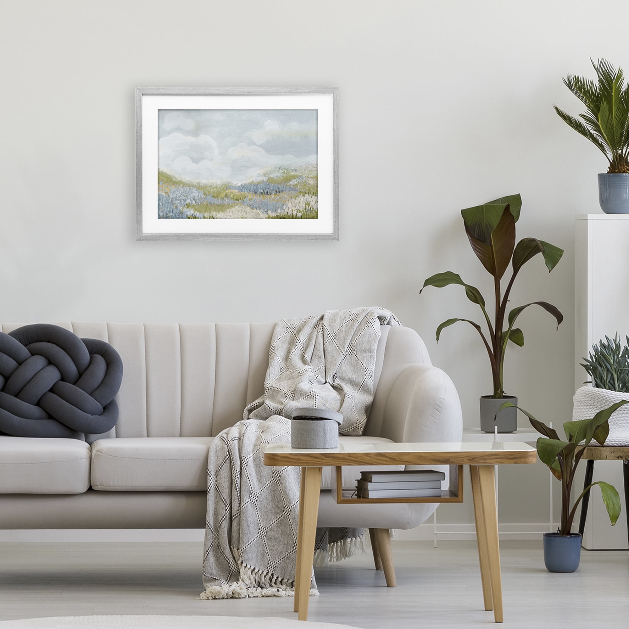 Stupell Industries Blue Floral Meadow Gray Framed Print Under Glass, design by Patricia Pinto