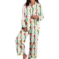 thumbnail image 4 of Women's Breathable Christmas Pajamas Set Long Sleeve Button Shirt and Stretch Pants Ensemble for Home Comfort, 4 of 9