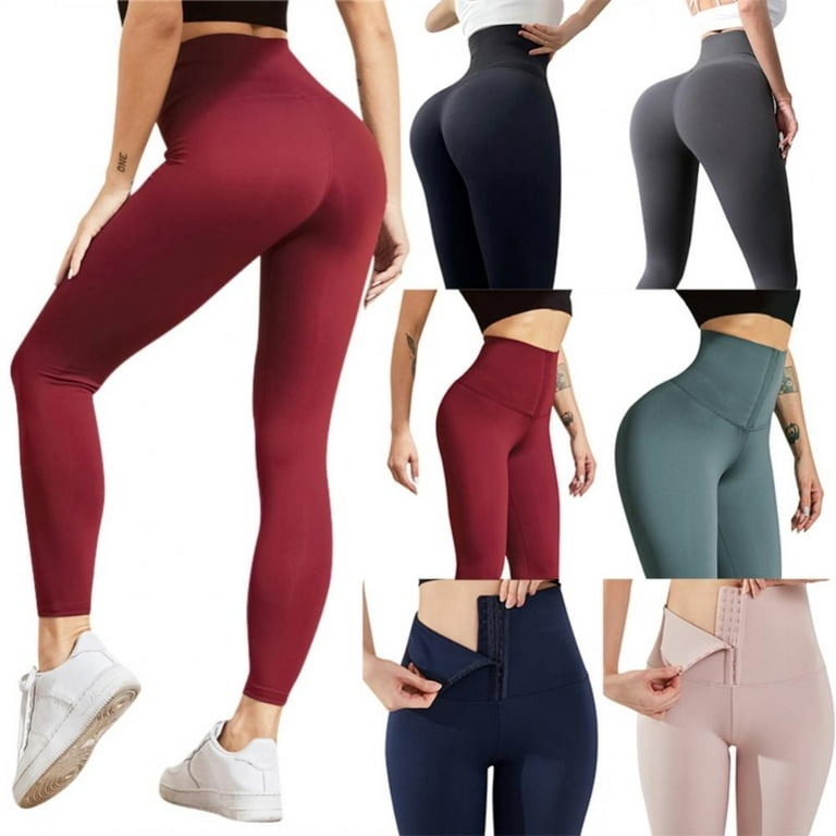 Kernelly Women's Yoga Pants High Waist Adjustable Breasted Corset Shaper  Leggings Stretch Workout Yoga Pants Tummy Control Tights 