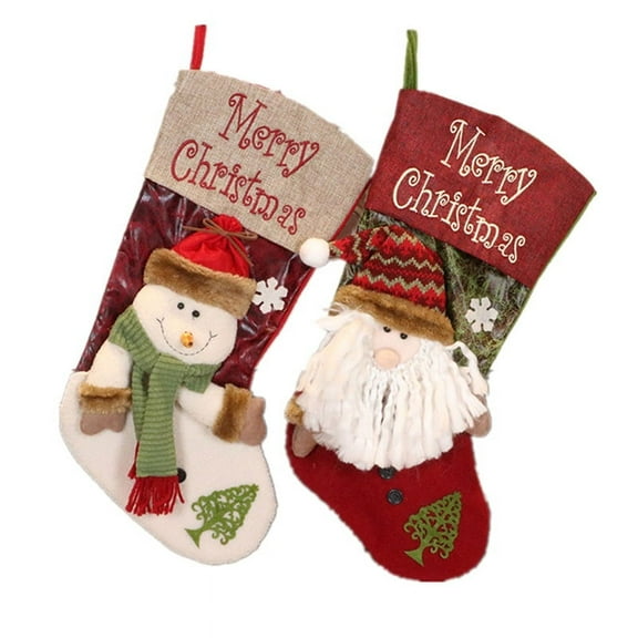Christmas Stocking Set of 2, Xmas Stockings for Tree Decoration, Personalised Sock Gift Bag for Teenagers