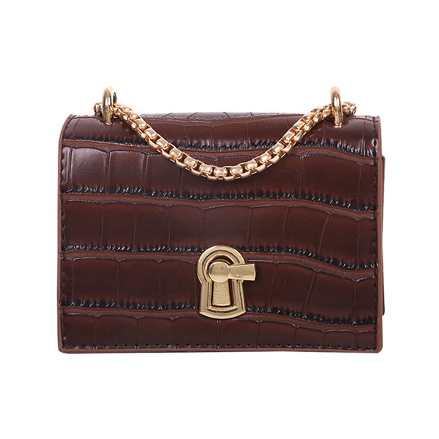 Elegantes bolsos de hombro puros para mujer, bolso de mensajero con cadena de cuero (marrón) Tmvgtek Oficina Multiescena Multifunción