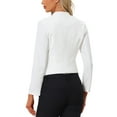 thumbnail image 3 of Conjunto de Blazer de Oficina para Mujeres, Blazer Sin Cuello, Traje Casual de Negocios, Blazer Corto en Crema Blanco, 3 of 6