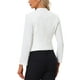 thumbnail image 3 of Blazer de oficina para mujeres sin cuello, chaqueta de traje casual de negocios, blazer corto en color crema blanco, 3 of 6