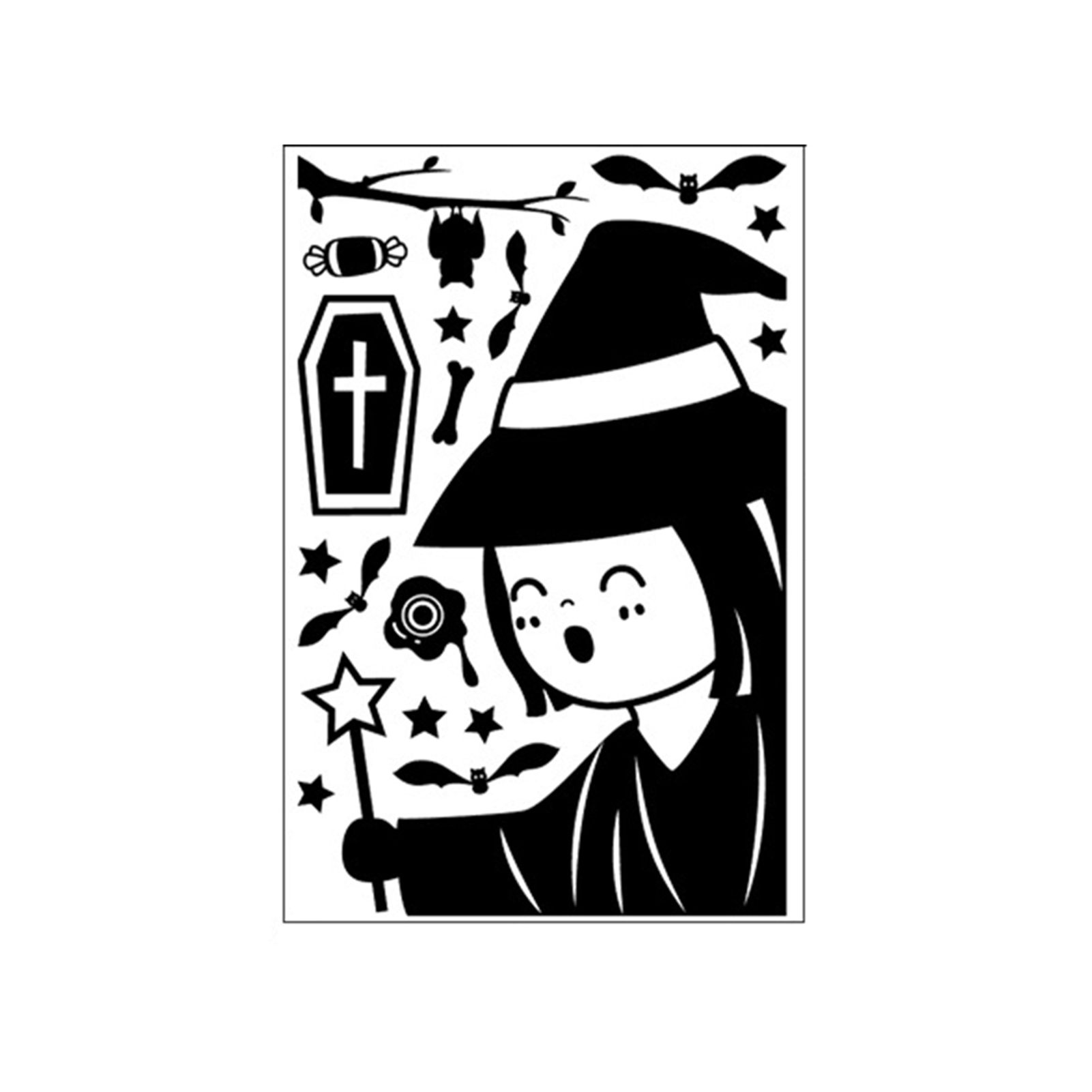 GoFJ 1 Set Halloween Window Sticker Selfadhesive Spooky Ghosts Witches Bats Skeletons Durable