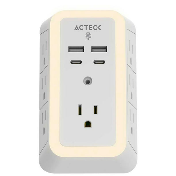 Cargador de Pared ACTECK ENERGON LUMINA CP515 7 Conectores + 2 USB + USB-C Blanco Acteck AC-936484