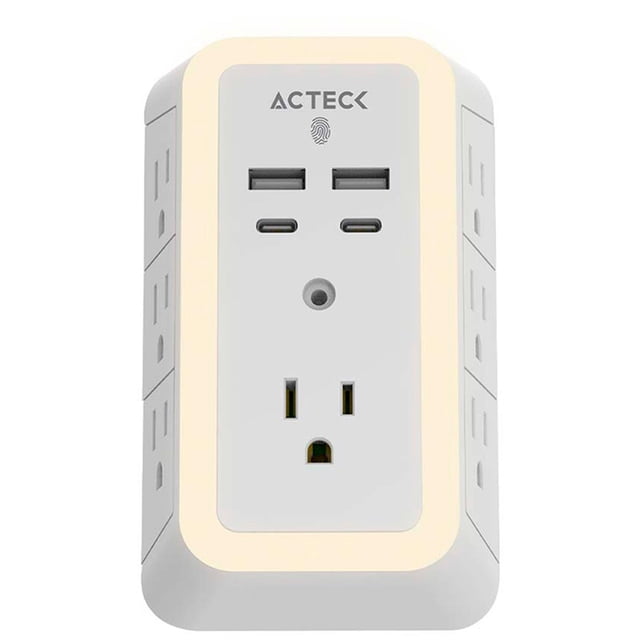 Cargador de Pared ACTECK ENERGON LUMINA CP515 7 Conectores + 2 USB + USB-C Blanco Acteck AC-936484