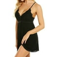 thumbnail image 3 of SpringTTC Women's Plus Size Solid Color Spaghetti Strap Lace Sexy Pajamas Nightgown, 3 of 6