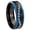 Black And Blue Step Edge, variant on Baseball Concave Black Tungsten Men Ring 10MM