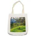 thumbnail image 1 of Nature Tote Bag, Panoramic View of Public Lake Garden at Park Idyllic Landscape, Cloth Linen Reusable Bag for Shopping Books Beach and More, 16.5" X 14", Cream, by Ambesonne, 1 of 2