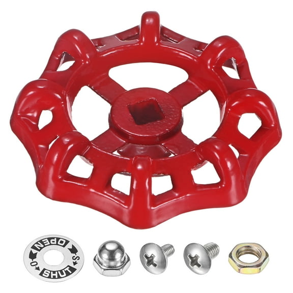 Uxcell 1-Set Outside Faucet Handle, 8x8mm Paint Cast Iron Square Stem Hole Water Spigot Handle with Screws Nuts Replacement [Red]