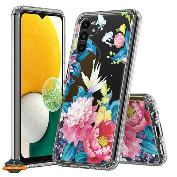 For Samsung Galaxy A13 5G Floral Patterns Design Transparent TPU Silicone Shock Absorption Bumper Slim Hard Back Phone Case Cover by Xpression [Summer Blooms]
