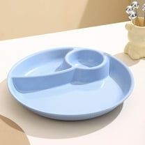 Tunhigl Round Divided Food Tray - Large Capacity Serving Platter with Compartments - Snack & Fruit Tray for Appetizer, Meal, Party for Home, Picnic, Buffet, Entertaining - Dishwasher Safe Blue