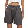 thumbnail image 3 of Women Sweat Shorts Summer Loose Athletic Short Drawstring Waist Lounge Running Shorts with Pockets Dark Gray XXL, 3 of 9