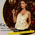thumbnail image 2 of Women's Sequin Tank Tops Sparkly Glitter V Neck Sleeveless Halter Shirt Costume for Party Club Night Out Christmas, 2 of 7