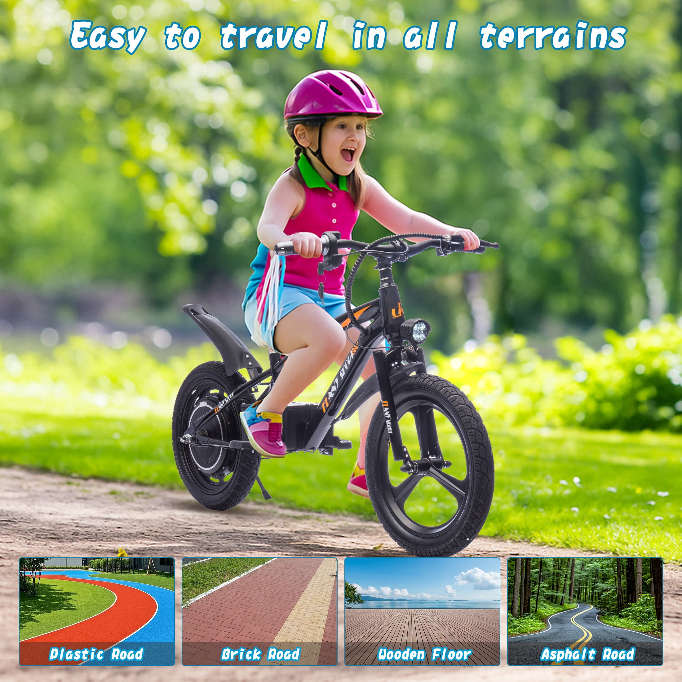 Dvsripa 24V Kids Electric Dirt Bike,300W Super Power Motor,Max 12.43MPH,16in Wheels,Power Display,Adjustable Seat Height,Hand-Operated Brakes Electric Balance Bike For Kids 5-12,Black