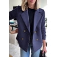 thumbnail image 1 of Women's Spring Wool Blend Double-Breasted Coat Solid Color Regular Fit Long Sleeve Suit Jacket Brown, 1 of 6