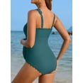 thumbnail image 6 of Sociala Ribbed Maternity Swimsuit Scalloped One Shoulder Bathing Suit Ruched Pregnancy Swimwear, 6 of 7