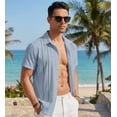 thumbnail image 4 of COOFANDY Men's Cuban Guayabera Linen Shirt - Short Sleeve Casual Beach Summer Button Down, 4 of 6
