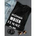 thumbnail image 3 of Woman Mujer Femme Donna Language Graphic Women Black T-Shirt, Female x-Large, 3 of 4