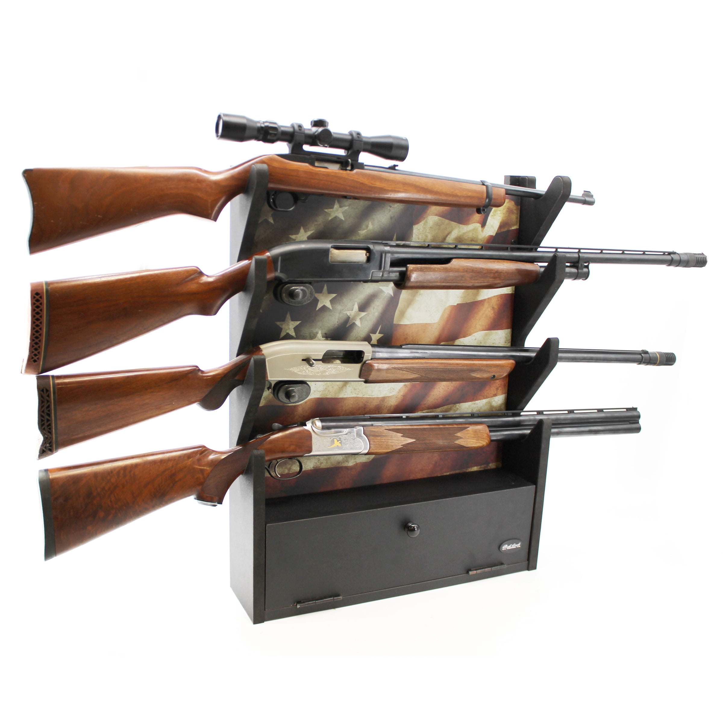Rush Creek Creations Americana 4-Gun Rifle & Shotgun Wall Rack