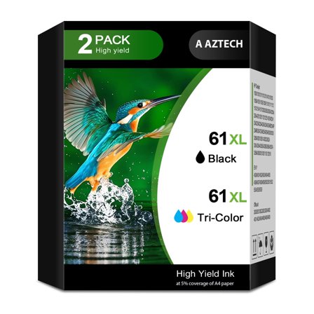 61XL Ink Cartridges Compatible for HP 61 Ink Cartridge for Printer Ink HP 61 for Deskjet 2541 OfficeJet 4630 HP Envy 4500 Printer (2-Pack Black & Tri-Color)