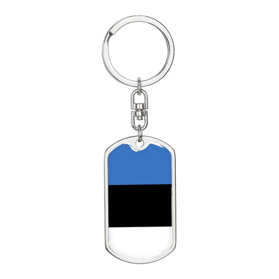 Estonia Flag Keychain Dog Tag Stainless Steel or 18k Gold