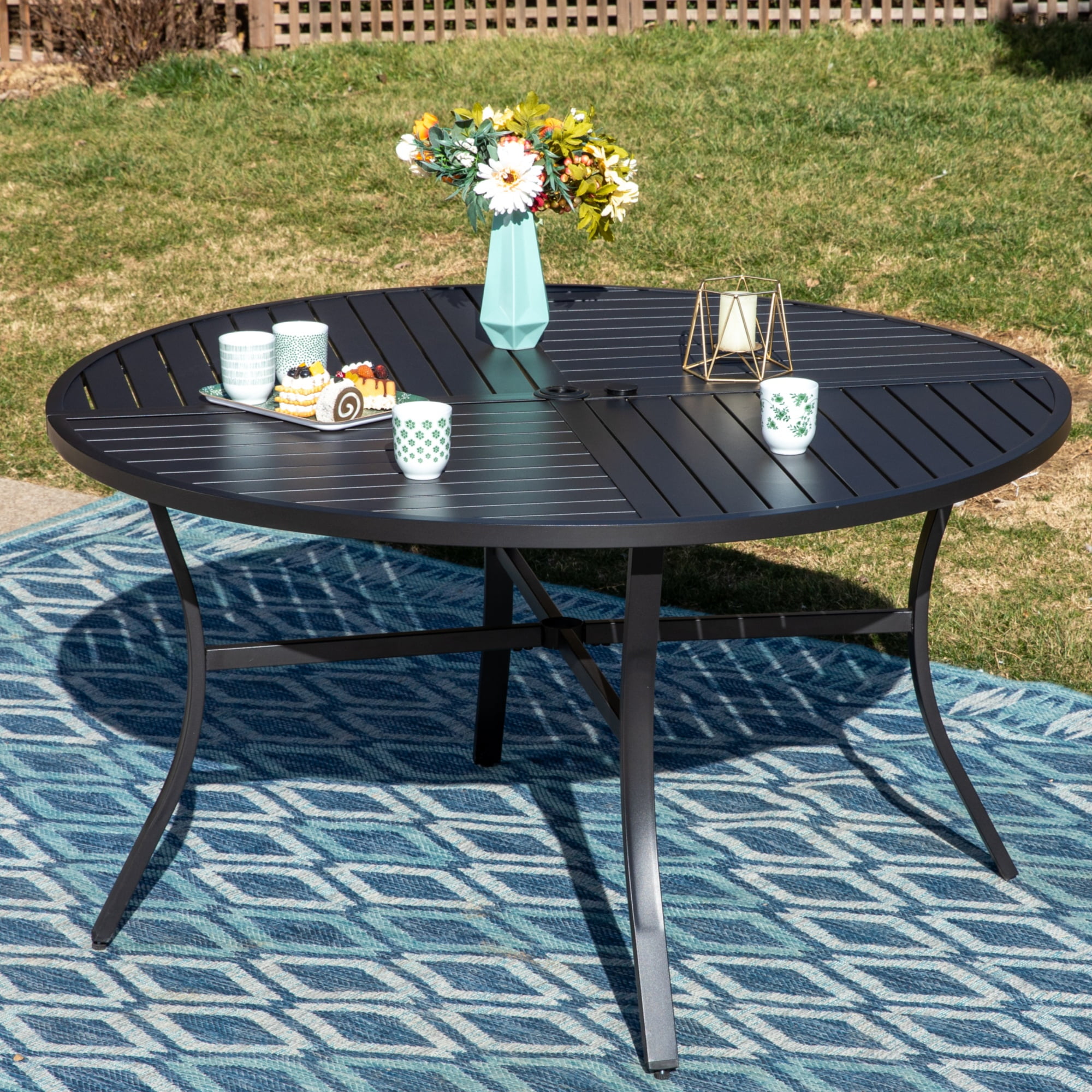 MF Studio 7-Piece Outdoor Patio Dining Set, 6 Swivel Chairs