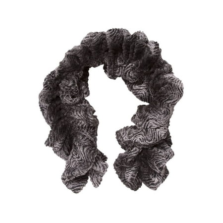 Fur Neck Scarf - Faux Fur Stretchable Scarf Neck Warmer - Grey